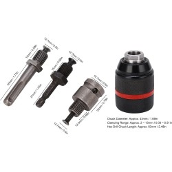 Griebtuvas gręžtuvui 1/ 2'' Ø2-13mm su adapteriais 4vnt.