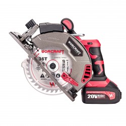 Akumuliatorinis pjūklas diskinis su laseriu 165mm WORCRAFT 20V LI-ION