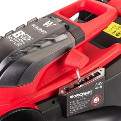 Akumuliatorinė vėjapjovė WORCRAFT su 6.0Ah akumuliatoriais 40V (20V+20V) LI-ION Akumuliatorinė vėjapjovė WORCRAFT su 6.0Ah akumuliatoriais 40V (20V+20V) LI-ION