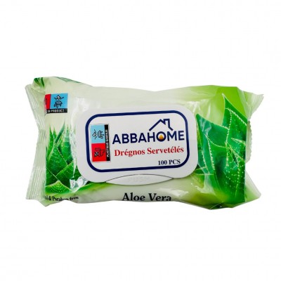 Drėgnos servetėlės ABBAHOME 100 vnt. – Aloe Vera