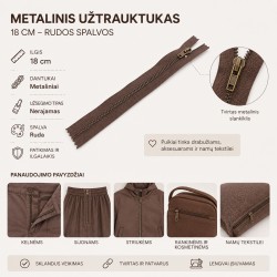 Metalinis užtrauktukas 18 cm – tamsiai rudos spalvos