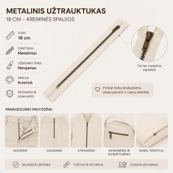 Metalinis užtrauktukas 18 cm – baltos spalvos