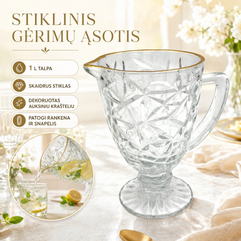 Stiklinis ąsotis "Gold"