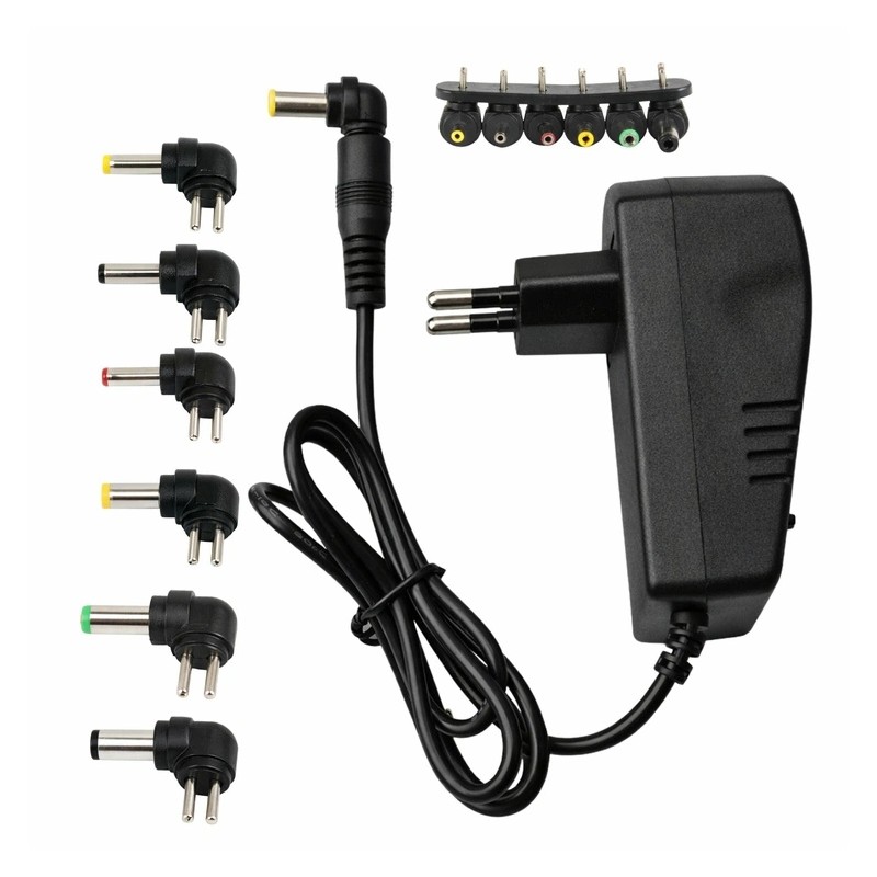Universalus reguliuojamas maitinimo adapteris su 6 antgaliais, 3–12 V, 24 W