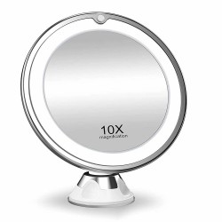 LED kosmetinis veidrodėlis su 10 kartų didinimu