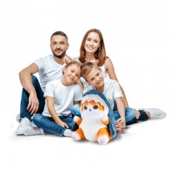 Minkšta pliušinė pagalvėlė – katinas rykliuko kostiume Minkšta pliušinė pagalvėlė – katinas rykliuko kostiume