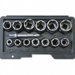 Smūginių galvučių rinkinys sugadintiems varžtams 6,35-19mm, 3/8″, 14vnt