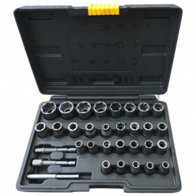 Smūginių galvučių rinkinys sugadintiems varžtams 6-19mm, 3/8″, 1/4″ 32vnt