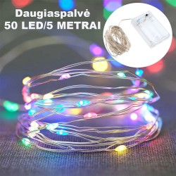 Spalvota LED girlianda, 50 LED, 5 m AA
