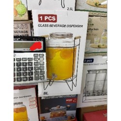 Stiklinė gėrimų talpa su kraneliu ir stovu, 8 l Stiklinė gėrimų talpa su kraneliu ir stovu, 8 l