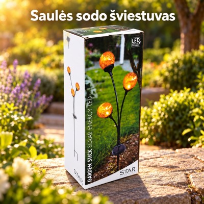 LED sodo šviestuvas su 3 dekostikliniais kamuoliukais