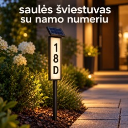 Saulės šviestuvas su namo numeriu Saulės šviestuvas su namo numeriu