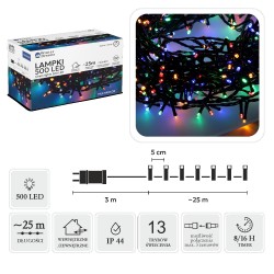 LED girlianda, 500 LED, 28 m, spalvota