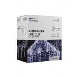 LED varveklių užuolaida, 500 LED, 20 m, šaltai balta