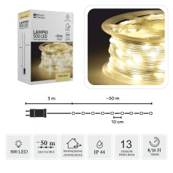 LED girlianda ant ritės, 500 LED, 53 m, šiltai balta