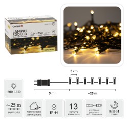 LED girlianda, 500 LED, 28 m, šiltai balta