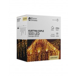 LED varveklių užuolaida, 500 LED, 20 m, šiltai balta