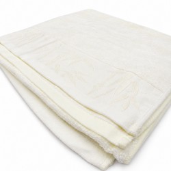 34 × 74 cm kreminės spalvos bambuko pluošto ir medvilnės rankšluostis su bambukų raštu