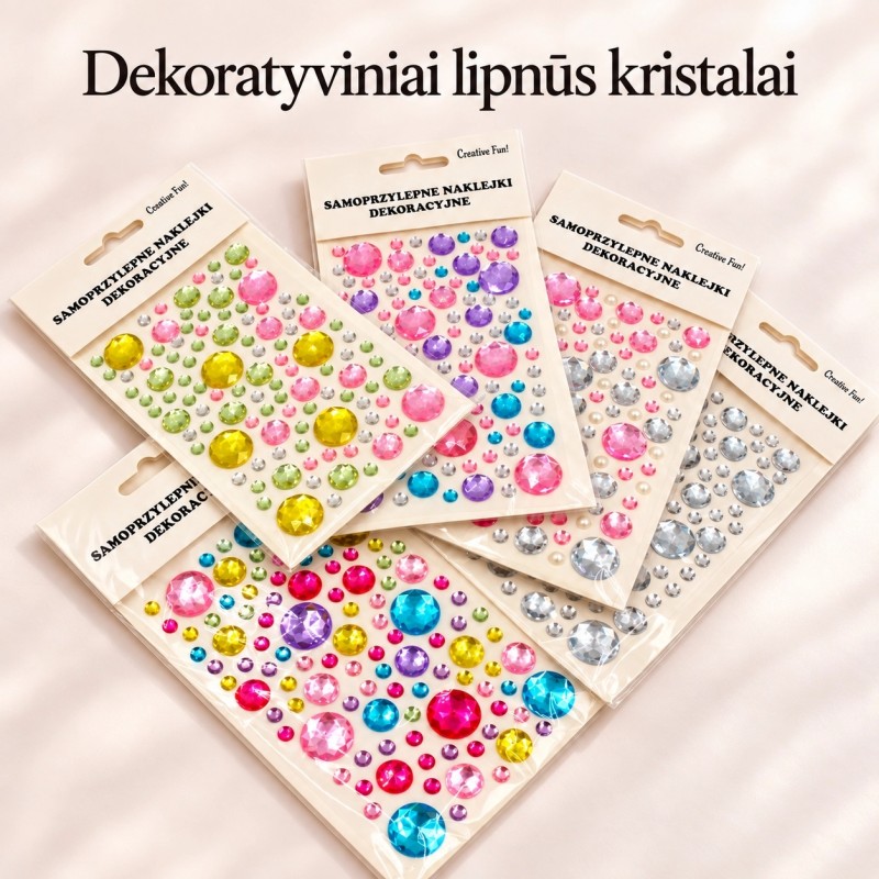 dekoratyviniai lipnūs kristalai – apvalūs