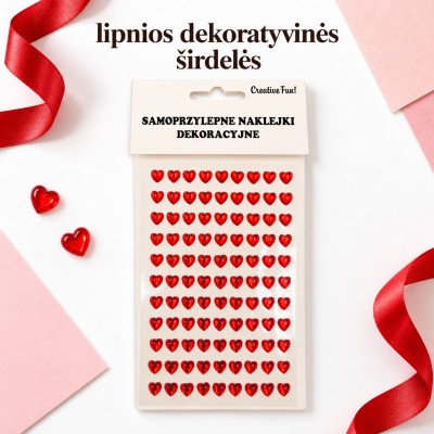 lipnios dekoratyvinės širdelės, raudonos