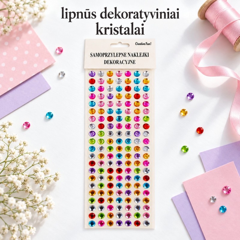 lipnūs dekoratyviniai kristalai, įvairiaspalviai