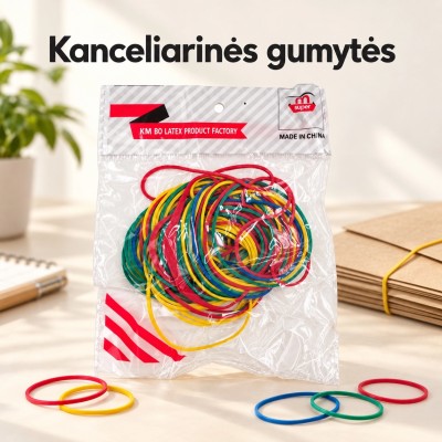 kanceliarinės gumytės, įvairiaspalvės