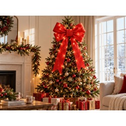 kalėdinė 3D LED dekoracija – raudonas kaspinas, 120 cm, 168 LED