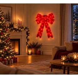 kalėdinė 3D LED dekoracija – raudonas kaspinas, 76 cm, 112 LED