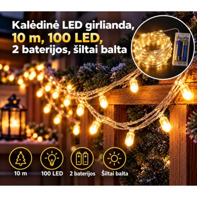 Kalėdinė LED girlianda, 10...
