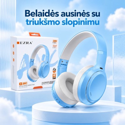 Belaidės ausinės su aktyviu triukšmo slopinimu EZRA BW95 Mėlynos