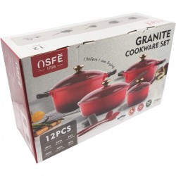 OSFE 12 dalių žalios spalvos granito puodų rinkinys