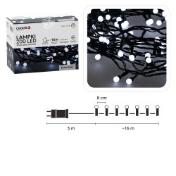 LED girlianda „Ball Lights“ 200 LED, šaltai balta, 16 m