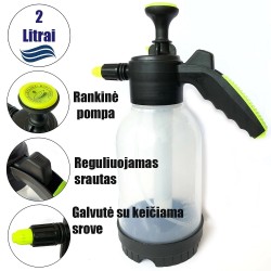 Rankinis slėginis sodo purkštuvas 2 l (skaidrus)