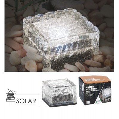 Stiklinė saulės lempa – kubas 7 × 7 × 5 cm, šaltai balta LED