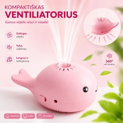 Mini ventiliatorius su skraidančiu kamuoliuku (rožinis)