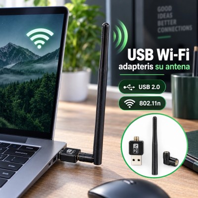 USB Wi-Fi adapteris/ antena 802.11n 300 Mbps TR2482