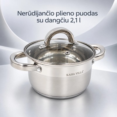 Puodas su stikliniu dangčiu 2,1 l TR2295A