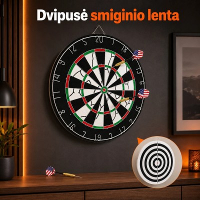 Dvipusis smiginio taikinys su strėlytėmis