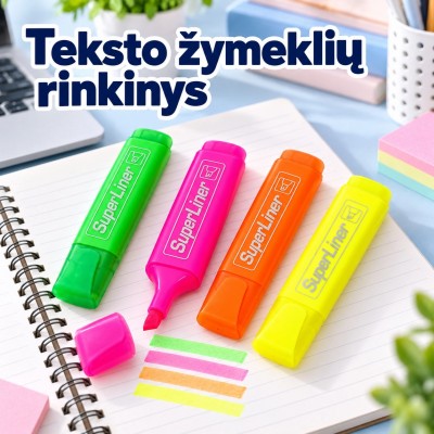 Teksto žymekliai „Super Liner“, 4 vnt.