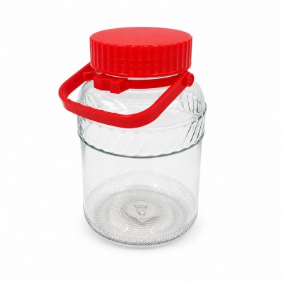 Stiklinis stiklainis su dangteliu ir rankena, 3 l
