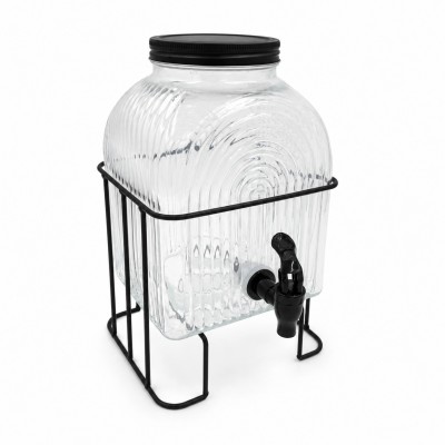 Stiklinė gėrimų talpa su kraneliu ir metaliniu stovu, 3,9 l
