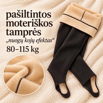 Pašiltintos moteriškos tamprės „Nuogų kojų efektas“ 80–115 kg