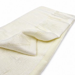 34 × 74 cm kreminės spalvos bambuko pluošto ir medvilnės rankšluostis su bambukų raštu