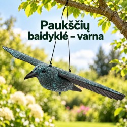 pakabinama paukščių baidyklė – varna, 80 cm pakabinama paukščių baidyklė – varna, 80 cm