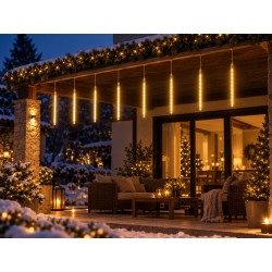 LED girlianda „Meteorai“, 8 × 50 cm, 288 LED, šiltai balta
