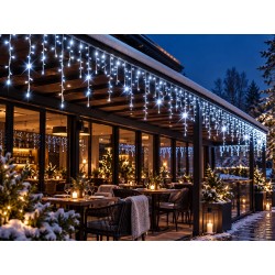LED girlianda „Varvekliai“, 300 LED, 12 m, šaltai balta su blyksniais