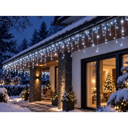 LED girlianda „Varvekliai“, 300 LED, 12 m, šaltai balta su blyksniais