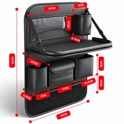 Automobilio sėdynės daiktų organizatorius su atlenkiamu staliuku