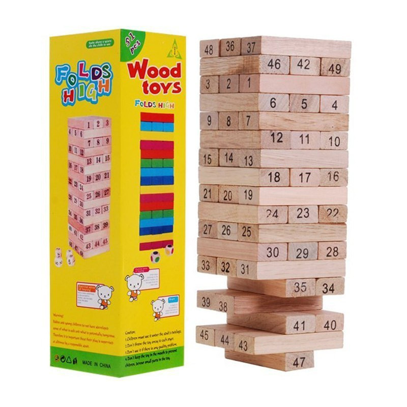 Medinės Jenga bokšto kaladėlės