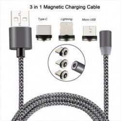 Magnetinis įkrovimo kabelis USB (+3 antgaliai iphone ir andraoid)